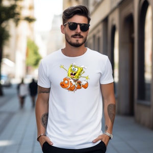 Tricou Sponge & Nemo Tricou Alb - Copii | Dama | Barbat