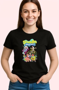 Tricou Spongebob echipa de personaje subacvatice langa krusty krab in aventura animata, Copii | Dama | Barbat , tricou negru - Img 3