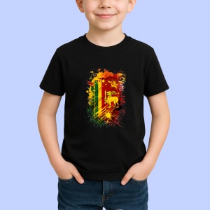 Tricou Sri Lanka Steag Splash Art, Copii | Dama | Barbat, culoare negru - Img 3