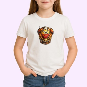 Tricou Stema As Roma Fotbal Lupoaica Italia, din bumbac 100% , tricou alb pentru Copii | Dama | Barbat