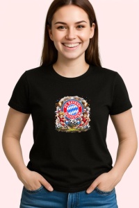 Tricou Stema Bayern Munchen Fotbal Club Germania, din bumbac 100%, tricou negru Copii | Dama | Barbat - Img 3