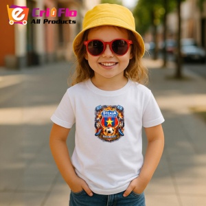 Tricou Stema Steaua Bucuresti Fotbal Design Clasic V1, din bumbac 100% , tricou alb pentru Copii | Dama | Barbat - Img 4