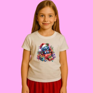 Tricou Stitch In Cutii De Cadouri, din bumbac 100%, tricou alb, Copii | Dama | Barbat