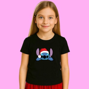 Tricou Stitch Privind Cu Zambet Dragut, din bumbac 100% Copii | Dama | Barbat - Img 2