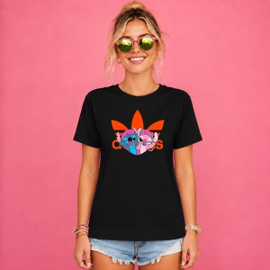 Tricou Stitch Si Angel Imbratisare Logo Portocaliu Urban Love Vibe, din bumbac 100%, tricou negru, Copii | Dama | Barbat - Img 2