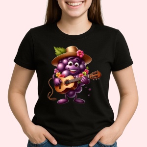 Tricou Strugure amuzant de vara cantaret, Fructe, Copii | Dama, culoare negru - Img 2
