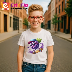 Tricou Strugure amuzant de vara cu skateboard, Fructe, Copii | Dama - Img 5
