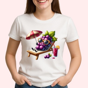 Tricou Strugure amuzant de vara pe sezlong, Fructe, Copii | Dama - Img 2