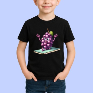 Tricou Strugure amuzant de vara yoga 2, Fructe, Copii | Dama, culoare negru