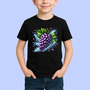 Tricou Struguri mov si stropi reci, Fructe, Copii | Dama, culoare negru