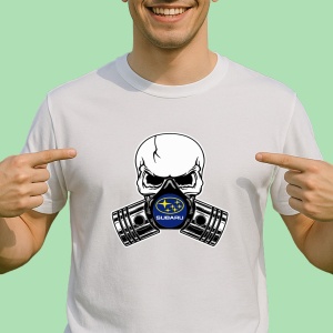 Tricou Subaru Skull Pistons | Unisex Dama si Barbat - Img 1