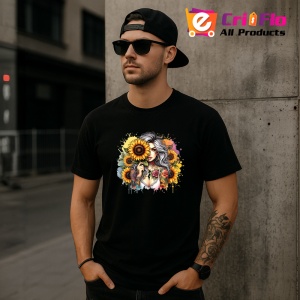 Tricou Sunflower cover girl dreamy look, fata visatoare acoperita cu floarea soarelui, Copii | Dama | Barbat , tricou negru - Img 11