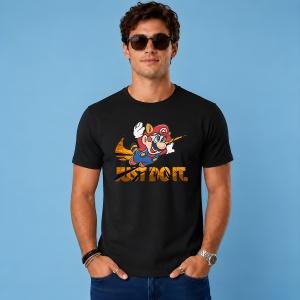 Tricou Super Mario Raccoon Fly Urban Street Design Just Do It, din bumbac 100%, tricou negru, Copii | Dama | Barbat - Img 3