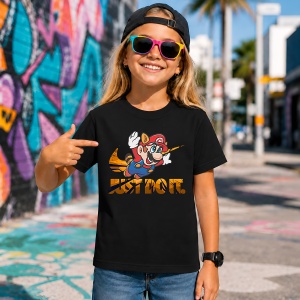 Tricou Super Mario Raccoon Fly Urban Street Design Just Do It, din bumbac 100%, tricou negru, Copii | Dama | Barbat - Img 7