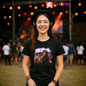 Tricou SZA - Microphone Sparkle, muzica Hip-Hop / Drill, Dama | Barbat | Copii, Culoare Negru - Img 5