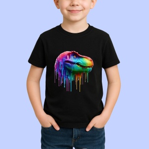 Tricou T Rex colorat dinozaur in stil urban pop art Copii | Dama | Barbat, culoare negru