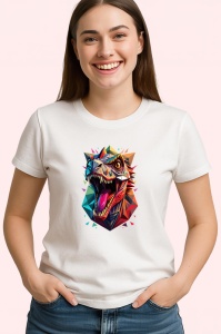 Tricou T-Rex Dinozaur Colorat Poligonal, Copii | Dama | Barbat - Img 4