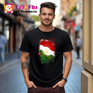 Tricou Tajikistan Steag Splash Art, Copii | Dama | Barbat, culoare negru - Img 6