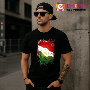 Tricou Tajikistan Steag Splash Art, Copii | Dama | Barbat, culoare negru