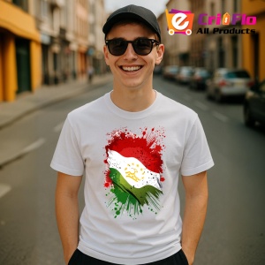 Tricou Tajikistan Steag Splash Art, Copii | Dama | Barbat, culoare negru - Img 10