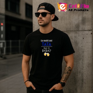 Tricou Tata Pahare Bere, din bumbac 100%, tricou negru Barbat - Img 3
