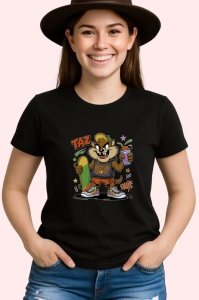 Tricou Taz – Skate Vibes & Drink, ținută galbenă urbană și atitudine cool Copii | Dama | Barbat Barbat - Img 7