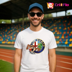 Tricou Tazz Vartej Dreapta Cu Logo Alfa Romeo | Unisex Dama si Barbat
