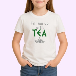 Tricou Tea Text Verde Minimalist, din bumbac 100% , tricou alb pentru Copii | Dama | Barbat