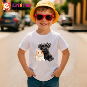 Tricou Terrier negru si pisica portocalie legatura sincera Copii | Dama | Barbat Barbat - Img 13
