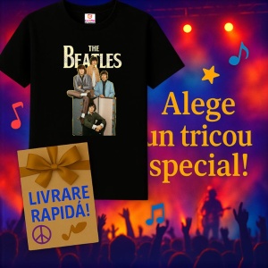 Tricou The Beatles - Group with Amps, muzica Hip-Hop / Rap, Dama | Barbat | Copii, Culoare Negru - Img 7