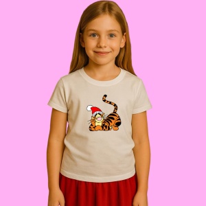 Tricou Tigger Cu Caciula Si Zambet De Craciun, din bumbac 100% Copii | Dama | Barbat