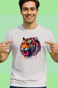 Tricou Tigru rosu galben in stil graffiti urban Copii | Dama | Barbat - Img 2