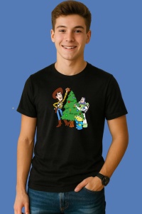 Tricou Toy Story Woody Si Buzz Impodobesc Bradul De Craciun, din bumbac 100% Copii | Dama | Barbat - Img 2