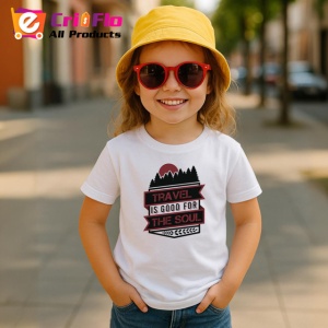 Tricou Travel Is Good For The Soul Peisaj Munte Gri, din bumbac 100% , tricou alb pentru Copii | Dama | Barbat - Img 5
