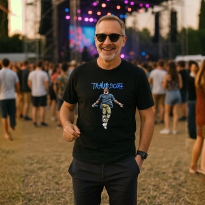 Tricou Travis Scott - ilustratie si miscare, muzica Hip-Hop / Rap, Dama | Barbat | Copii, Culoare Negru - Img 9