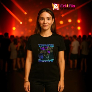 Tricou Travis Scott - Miscare si lumina violet, muzica RAP, Dama | Barbat | Copii, Culoare Negru - Img 12
