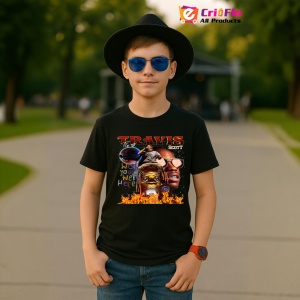 Tricou Travis Scott - Wish You Were Here, muzica POP, Dama | Barbat | Copii, Culoare Negru - Img 6