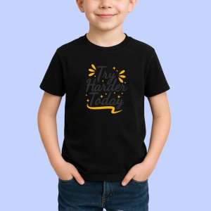 Tricou Try Harder Today Font Minimalist V1, din bumbac 100%, tricou negru Copii | Dama | Barbat - Img 2