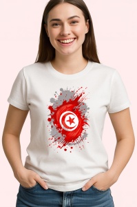 Tricou Tunisia Steag Splash Art, Copii | Dama | Barbat
