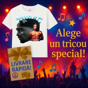Tricou Tupac classic B&W profile, muzica Pop Rock, Dama | Barbat | Copii - Img 7