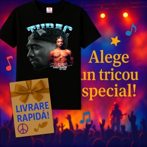 Tricou Tupac classic B&W profile, muzica Rap, Dama | Barbat | Copii, Culoare Negru - Img 11