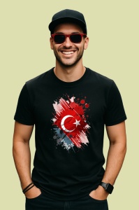 Tricou Turkiye Steag Splash Art, Copii | Dama | Barbat, culoare negru - Img 2