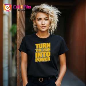 Tricou Turn The Pain Into Power Text Galben Bold, din bumbac 100%, tricou negru Copii | Dama | Barbat - Img 8