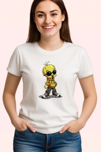 Tricou Tweety stil chill cu gluga si ochelari de soare Copii | Dama | Barbat Barbat - Img 3