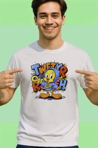 Tricou Tweety tweet rush cu hanorac albastru si sneakers Copii | Dama | Barbat Barbat - Img 2