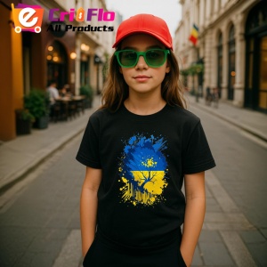 Tricou Ukraine Steag Splash Art, Copii | Dama | Barbat, culoare negru - Img 7
