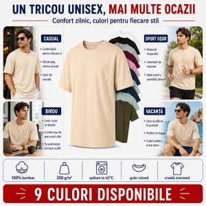 Tricou unisex bărbat oversize Malfini Stage 812, model larg și lejer, 100% bumbac - Img 8
