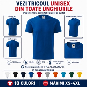 Tricou unisex damă și bărbat Malfini Element 145, 100% bumbac, 180 g/mp, XS–4XL - Img 3