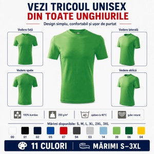 Tricou unisex damă și bărbat Malfini Heavy 110, 100% bumbac, 200 g/mp, S–3XL - Img 7