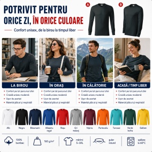 Tricou Unisex Damă și Bărbat Rimeck Resist LS R05, Mânecă Lungă, 100% Bumbac, 160 g/m², S–3XL - Img 8